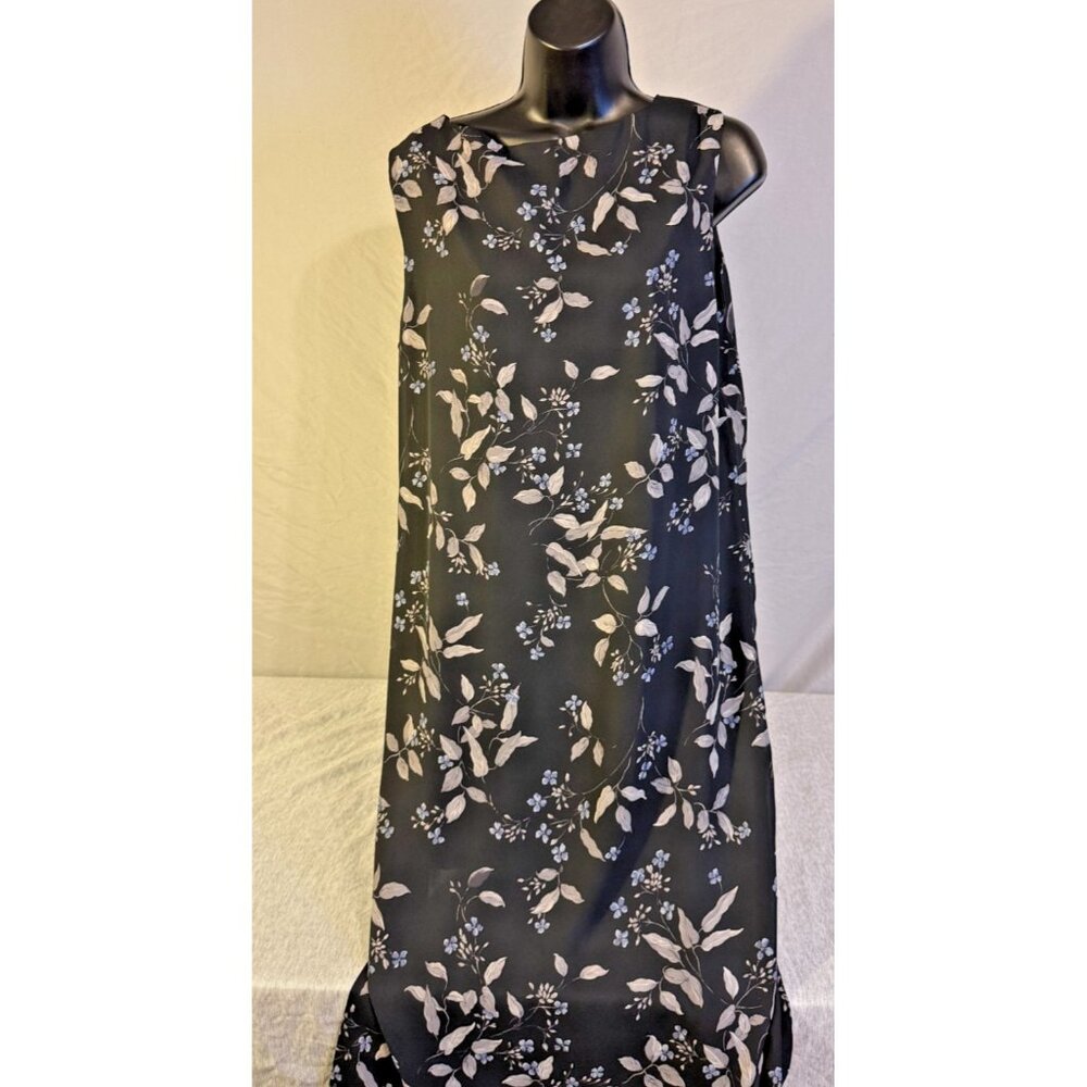 Grannycore Women's Long Maxi Dress Black Floral Cottagecore 14P 14 Petite Large
